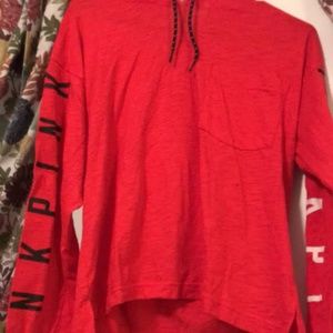 Pink Vcitorias secret red hoodie